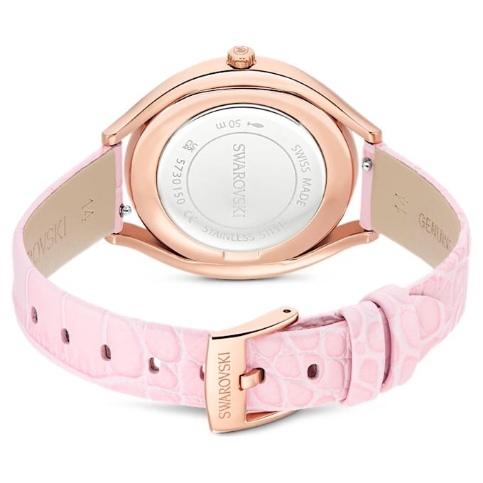 Montre Crystalline Aura « Swiss Made », bracelet en cuir, rose, finition dorée rose Montre Crystalline Aura « Swiss Made », bracelet en cuir, rose, finition dorée rose