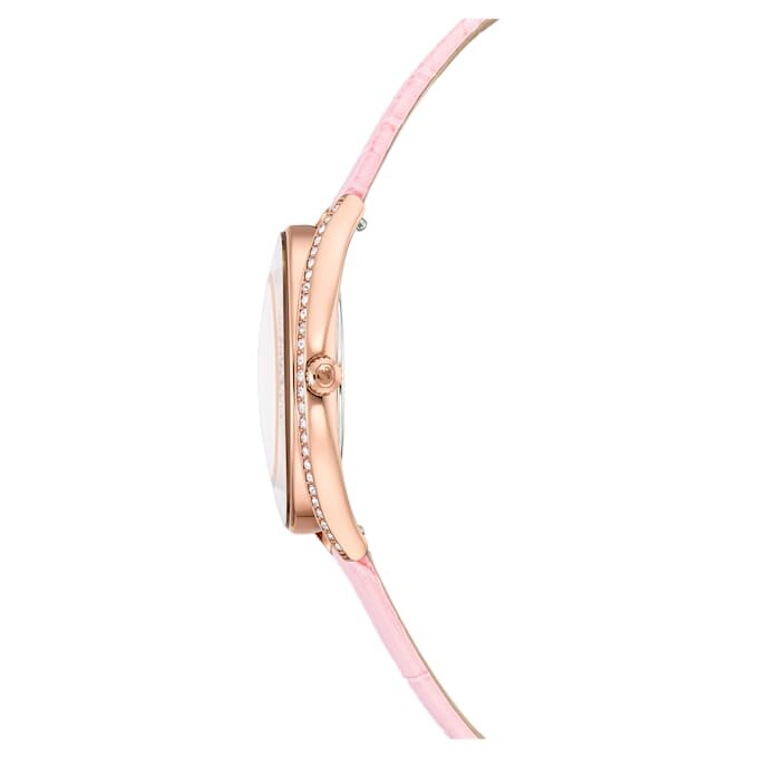 Montre Crystalline Aura « Swiss Made », bracelet en cuir, rose, finition dorée rose Montre Crystalline Aura « Swiss Made », bracelet en cuir, rose, finition dorée rose