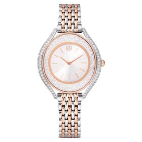 Montre Crystalline Aura « Swiss Made », bracelet en métal, teinte or rose, finition mélange de métaux