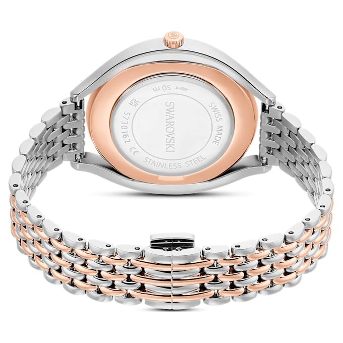 Montre Crystalline Aura « Swiss Made », bracelet en métal, teinte or rose, finition mélange de métaux Montre Crystalline Aura « Swiss Made », bracelet en métal, teinte or rose, finition mélange de métaux