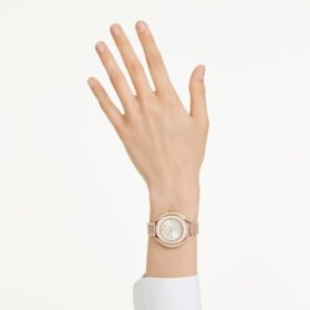 Montre Crystalline Aura « Swiss Made », bracelet en métal, teinte or rose, finition teinte or rose