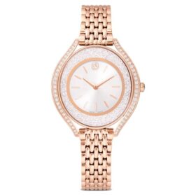 Montre Crystalline Aura « Swiss Made », bracelet en métal, teinte or rose, finition teinte or rose