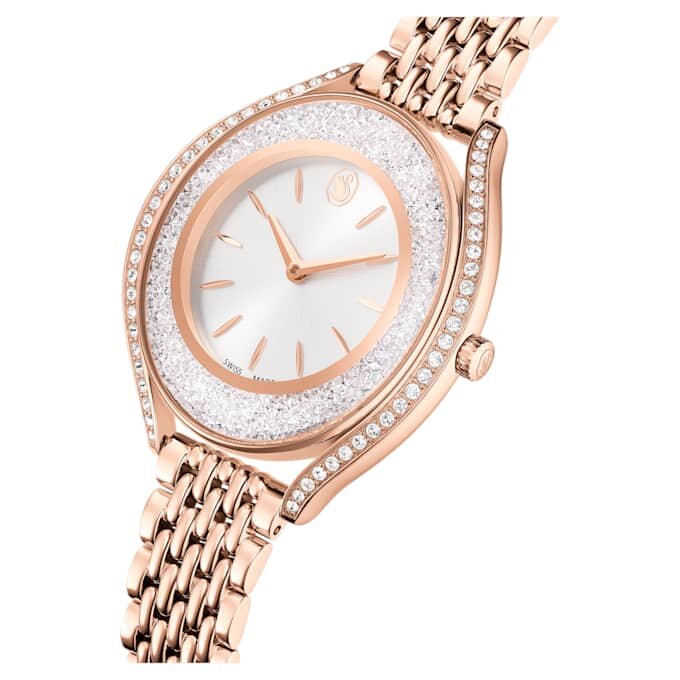 Montre Crystalline Aura « Swiss Made », bracelet en métal, teinte or rose, finition teinte or rose Montre Crystalline Aura « Swiss Made », bracelet en métal, teinte or rose, finition teinte or rose