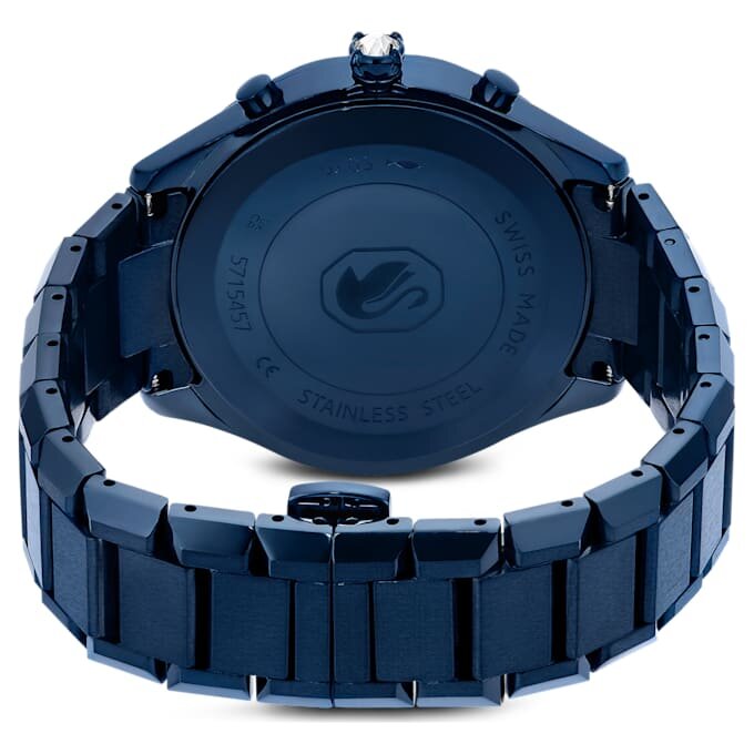 Montre Dextera Chrono 39 mm, fabrication suisse, bracelet en métal, bleu, finition bleue Montre Dextera Chrono 39 mm, fabrication suisse, bracelet en métal, bleu, finition bleue