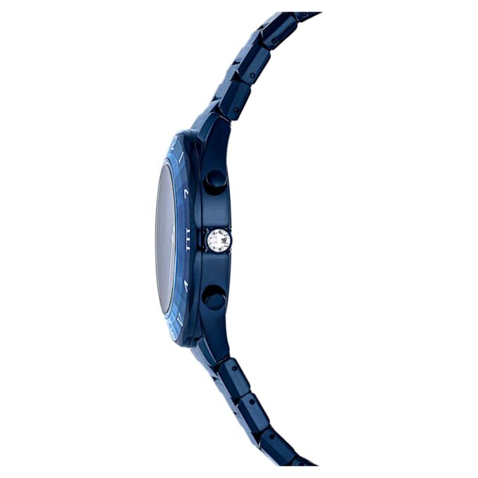 Montre Dextera Chrono 39 mm, fabrication suisse, bracelet en métal, bleu, finition bleue Montre Dextera Chrono 39 mm, fabrication suisse, bracelet en métal, bleu, finition bleue