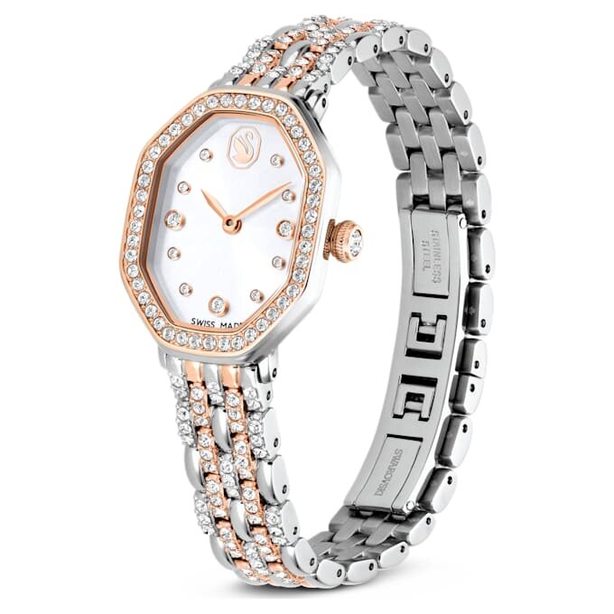 Montre Dextera Octagon « Swiss Made », bracelet en métal, finition argentée et dorée rose Montre Dextera Octagon « Swiss Made », bracelet en métal, finition argentée et dorée rose