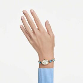 Montre Gema à bracelet en cristaux, teinte dorée, finition dorée