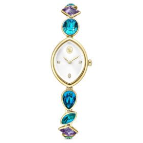 Montre Gema à bracelet en cristaux, teinte dorée, finition dorée