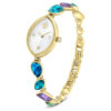 Montre Gema à bracelet en cristaux, teinte dorée, finition dorée