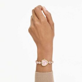 Montre Idyllia Heart à bracelet en cristal, rose, finition dorée