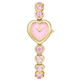 Montre Idyllia Heart à bracelet en cristal, rose, finition dorée