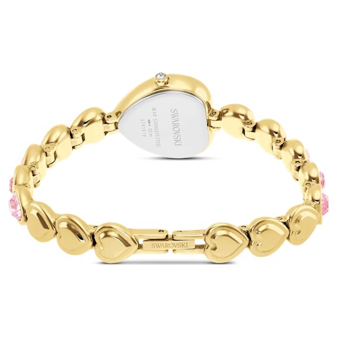Montre Idyllia Heart à bracelet en cristal, rose, finition dorée Montre Idyllia Heart à bracelet en cristal, rose, finition dorée