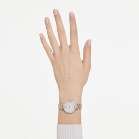 Montre Matrix à 3 maillons, fabrication suisse, bracelet en métal, finition argentée et dorée rose