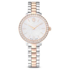 Montre Matrix à 3 maillons, fabrication suisse, bracelet en métal, finition argentée et dorée rose