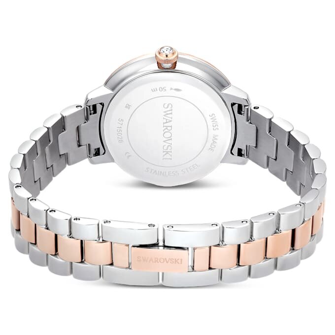 Montre Matrix à 3 maillons, fabrication suisse, bracelet en métal, finition argentée et dorée rose Montre Matrix à 3 maillons, fabrication suisse, bracelet en métal, finition argentée et dorée rose