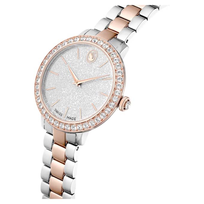 Montre Matrix à 3 maillons, fabrication suisse, bracelet en métal, finition argentée et dorée rose Montre Matrix à 3 maillons, fabrication suisse, bracelet en métal, finition argentée et dorée rose
