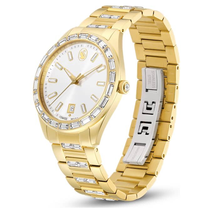 Montre Matrix Date « Swiss Made », bracelet en métal, teinte dorée, finition dorée Montre Matrix Date « Swiss Made », bracelet en métal, teinte dorée, finition dorée