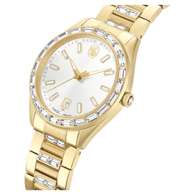 Montre Matrix Date « Swiss Made », bracelet en métal, teinte dorée, finition dorée Montre Matrix Date « Swiss Made », bracelet en métal, teinte dorée, finition dorée