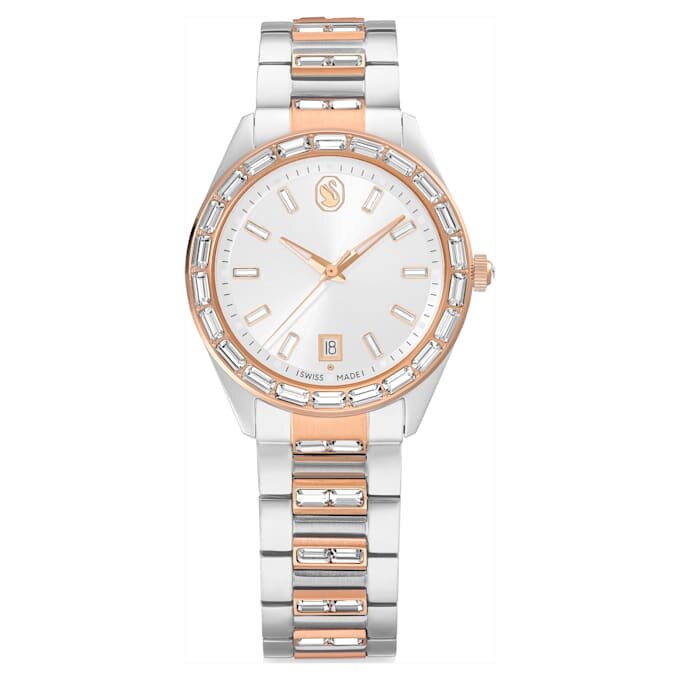 Montre Matrix Date « Swiss Made », bracelet en métal, teinte or rose, finition mélange de métaux Montre Matrix Date « Swiss Made », bracelet en métal, teinte or rose, finition mélange de métaux