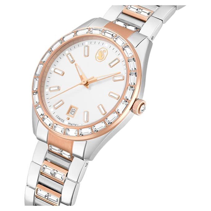 Montre Matrix Date « Swiss Made », bracelet en métal, teinte or rose, finition mélange de métaux Montre Matrix Date « Swiss Made », bracelet en métal, teinte or rose, finition mélange de métaux
