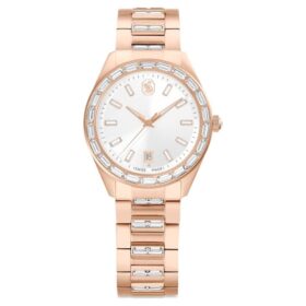 Montre Matrix Date « Swiss Made », bracelet en métal, teinte or rose, finition teinte or rose