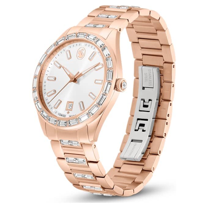 Montre Matrix Date « Swiss Made », bracelet en métal, teinte or rose, finition teinte or rose Montre Matrix Date « Swiss Made », bracelet en métal, teinte or rose, finition teinte or rose