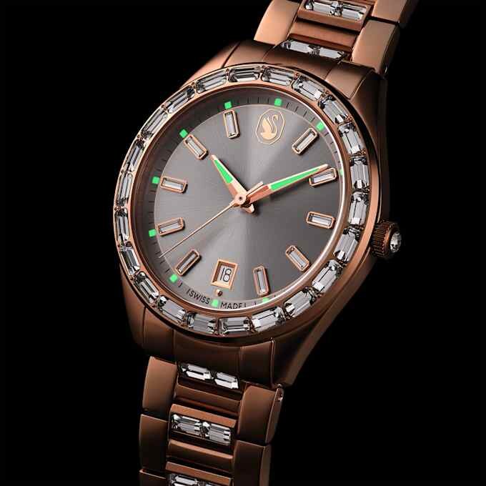 Montre Matrix Date « Swiss Made », bracelet en métal, teinte or rose, finition teinte or rose Montre Matrix Date « Swiss Made », bracelet en métal, teinte or rose, finition teinte or rose