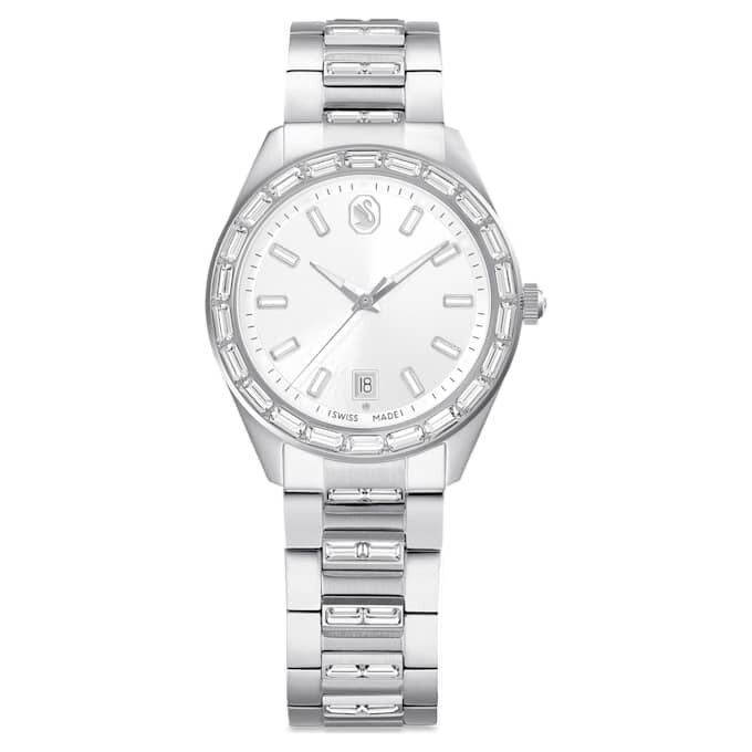Montre Matrix Date « Swiss Made », bracelet en métal, ton argenté, acier inoxydable Montre Matrix Date « Swiss Made », bracelet en métal, ton argenté, acier inoxydable