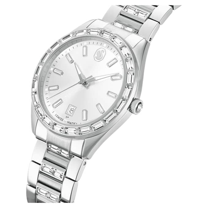 Montre Matrix Date « Swiss Made », bracelet en métal, ton argenté, acier inoxydable Montre Matrix Date « Swiss Made », bracelet en métal, ton argenté, acier inoxydable