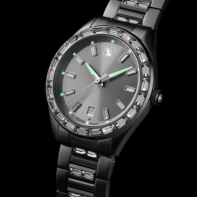 Montre Matrix Date « Swiss Made », bracelet en métal, ton argenté, acier inoxydable Montre Matrix Date « Swiss Made », bracelet en métal, ton argenté, acier inoxydable