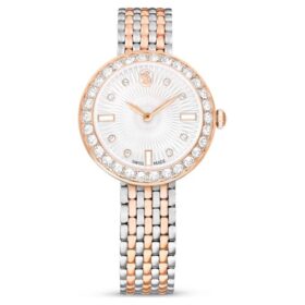 Montre Matrix Tennis à 7 maillons, fabrication suisse, bracelet en métal, teinte or rose, finition mélange de métaux