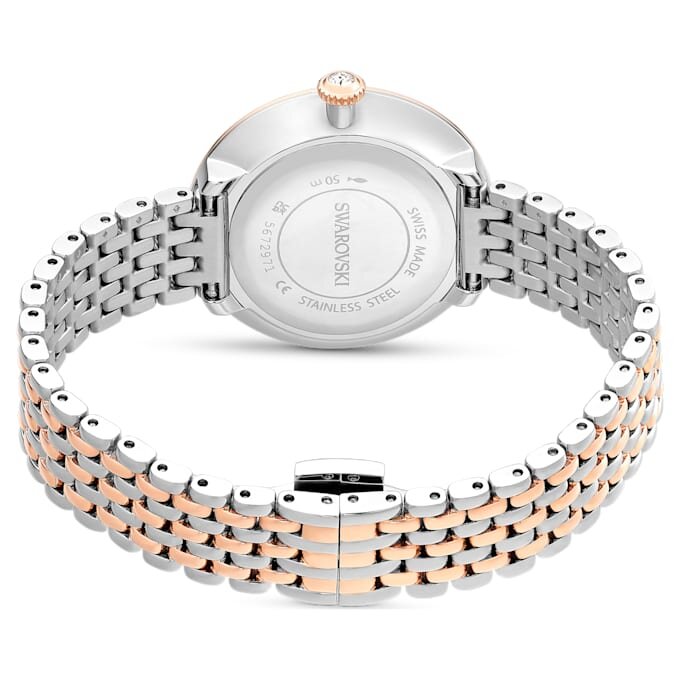 Montre Matrix Tennis à 7 maillons, fabrication suisse, bracelet en métal, teinte or rose, finition mélange de métaux Montre Matrix Tennis à 7 maillons, fabrication suisse, bracelet en métal, teinte or rose, finition mélange de métaux