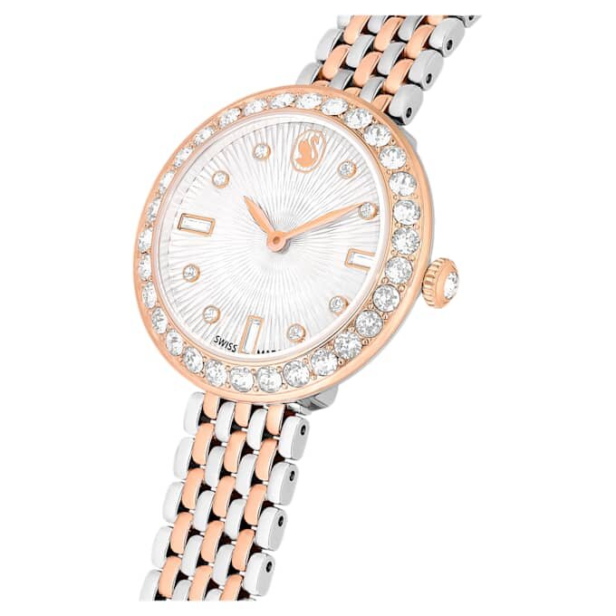 Montre Matrix Tennis à 7 maillons, fabrication suisse, bracelet en métal, teinte or rose, finition mélange de métaux Montre Matrix Tennis à 7 maillons, fabrication suisse, bracelet en métal, teinte or rose, finition mélange de métaux