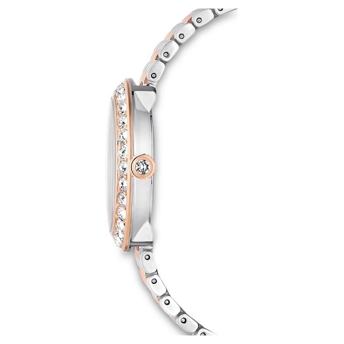 Montre Matrix Tennis à 7 maillons, fabrication suisse, bracelet en métal, teinte or rose, finition mélange de métaux Montre Matrix Tennis à 7 maillons, fabrication suisse, bracelet en métal, teinte or rose, finition mélange de métaux