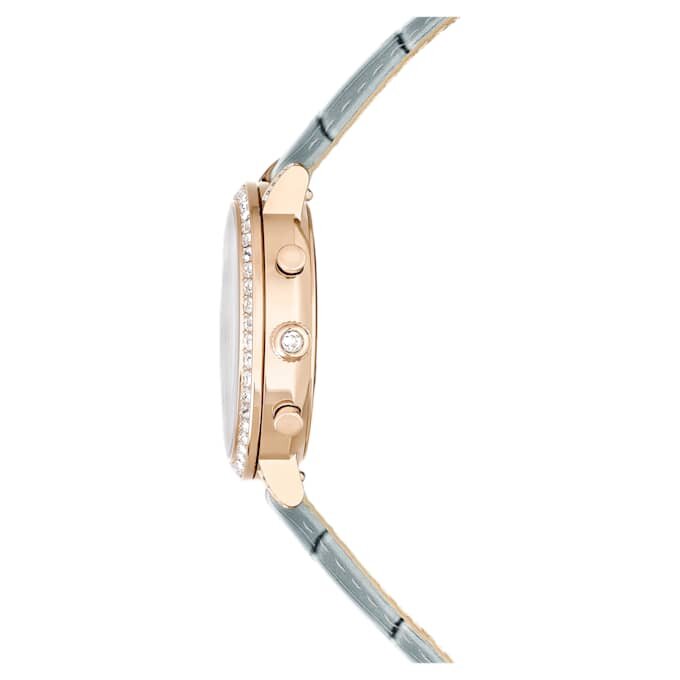 Montre Matrix Tennis Chrono « Swiss Made », bracelet en cuir, gris, finition dorée champagne Montre Matrix Tennis Chrono « Swiss Made », bracelet en cuir, gris, finition dorée champagne