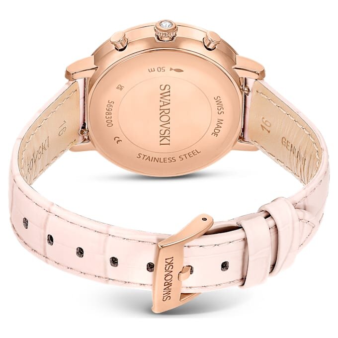 Montre Matrix Tennis Chrono « Swiss Made », bracelet en cuir, rose, finition dorée rose Montre Matrix Tennis Chrono « Swiss Made », bracelet en cuir, rose, finition dorée rose