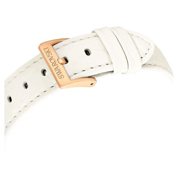 Montre Octea Chrono « Swiss Made », bracelet en cuir, blanche, finition couleur or rose Montre Octea Chrono « Swiss Made », bracelet en cuir, blanche, finition couleur or rose