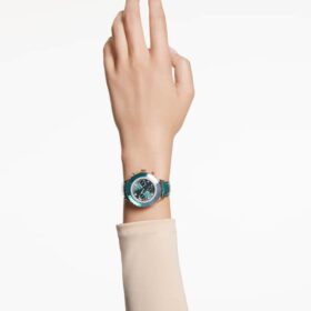 Montre Octea Chrono « Swiss Made », bracelet en cuir, vert, finition couleur or rose