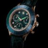 Montre Octea Chrono « Swiss Made », bracelet en cuir, vert, finition couleur or rose Montre Octea Chrono « Swiss Made », bracelet en cuir, vert, finition couleur or rose
