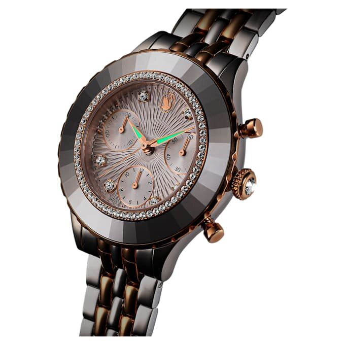 Montre Octea Chrono « Swiss Made », bracelet en métal, teinte or rose, finition mélange de métaux Montre Octea Chrono « Swiss Made », bracelet en métal, teinte or rose, finition mélange de métaux