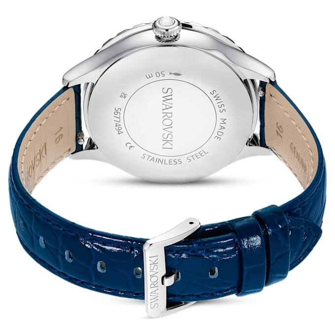 Montre Octea Moon Swiss Made, Lune, bracelet en cuir, bleu, acier inoxydable Montre Octea Moon Swiss Made, Lune, bracelet en cuir, bleu, acier inoxydable