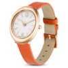 Montre ovale Imber « Swiss Made », bracelet en cuir, orange, finition ton or rose