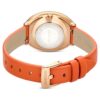 Montre ovale Imber « Swiss Made », bracelet en cuir, orange, finition ton or rose