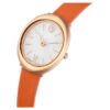 Montre ovale Imber « Swiss Made », bracelet en cuir, orange, finition ton or rose