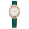 Montre ovale Imber « Swiss Made », bracelet en cuir, verte, finition ton or rose Montre ovale Imber « Swiss Made », bracelet en cuir, verte, finition ton or rose