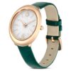 Montre ovale Imber « Swiss Made », bracelet en cuir, verte, finition ton or rose Montre ovale Imber « Swiss Made », bracelet en cuir, verte, finition ton or rose