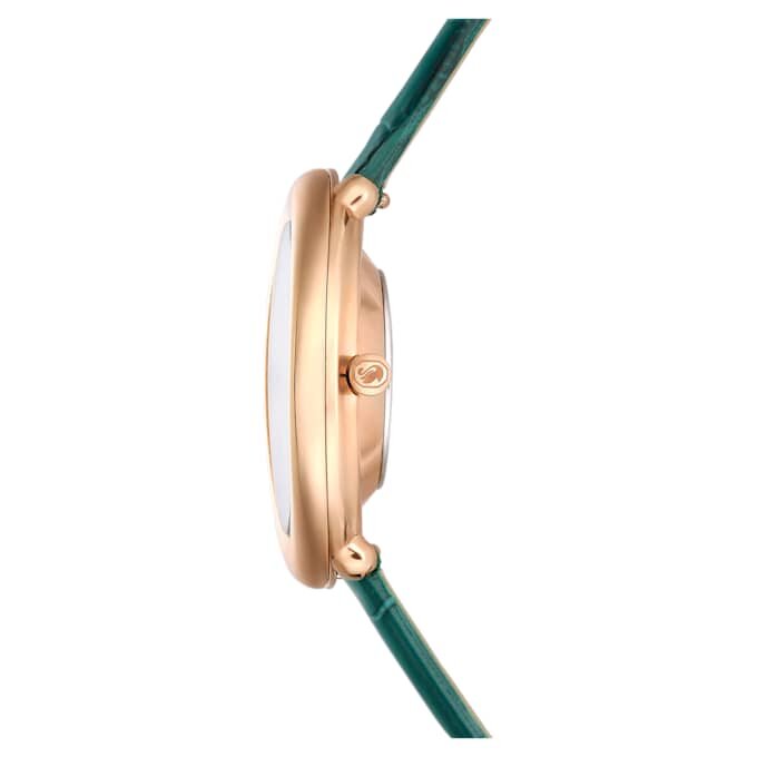 Montre ovale Imber « Swiss Made », bracelet en cuir, verte, finition ton or rose Montre ovale Imber « Swiss Made », bracelet en cuir, verte, finition ton or rose