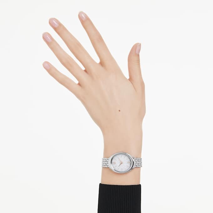 Montre ovale Imber « Swiss Made », bracelet en métal, couleur argentée, acier inoxydable Montre ovale Imber « Swiss Made », bracelet en métal, couleur argentée, acier inoxydable