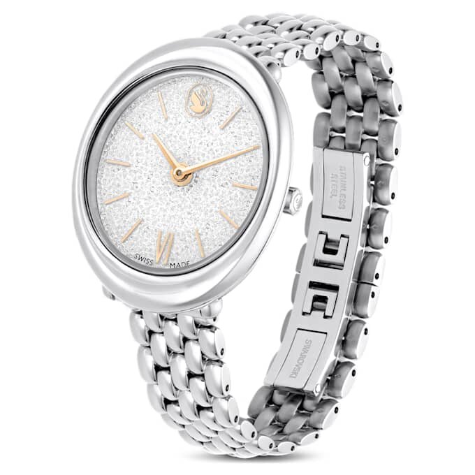 Montre ovale Imber « Swiss Made », bracelet en métal, couleur argentée, acier inoxydable Montre ovale Imber « Swiss Made », bracelet en métal, couleur argentée, acier inoxydable