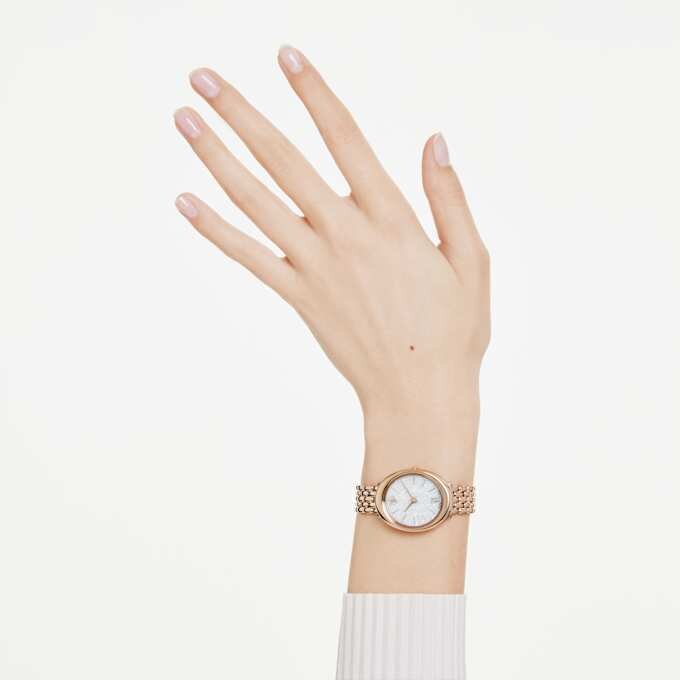 Montre ovale Imber « Swiss Made », bracelet en métal, teinte or, finition or rose Montre ovale Imber « Swiss Made », bracelet en métal, teinte or, finition or rose